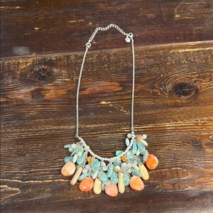 Premier Designs Orange and Green Necklace with Teardrop Beads